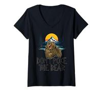 Mujer Don't Poke The Bear Warning Funny Grizzly Spirit Animal Camiseta Cuello V