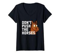 Mujer Don't Push The Horses Funny Boxing Humor Citas Traductor Camiseta Cuello V