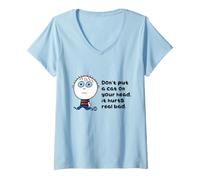 Mujer Don't Put A Cat On Your Head Funny Camiseta Cuello V