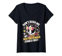 Mujer Don't Rush Me My Boston Terrier Comes First Quote Camiseta Cuello V