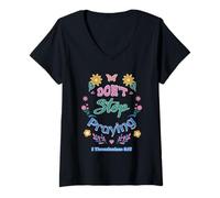 Mujer Don't Stop Praying 1 Tesalonicenses 5:17 (pastel) Camiseta Cuello V