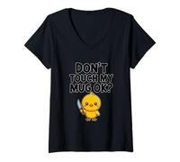 Mujer «Don't Touch My Mug», Divertida y Linda cafetería para Chicas Camiseta Cuello V