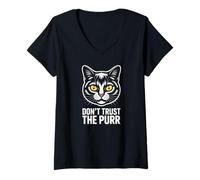 Mujer Dont Trust The Purr - Divertido gráfico de Actitud de Gato Camiseta Cuello V