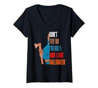 Mujer Don't Try Me I'm Holy & I Love Halloween Melanina Black Girls Camiseta Cuello V