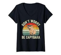 Mujer Don't Worry Be Capy - Funny Capybara Camiseta Cuello V