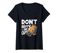 Mujer Don't Worry Be Capybaras, Lindo Animal Divertido Camiseta Cuello V