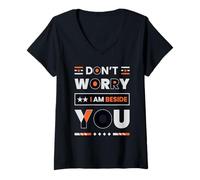 Mujer Don't Worry I'm Beside You Minimalista Moderno Camiseta Cuello V