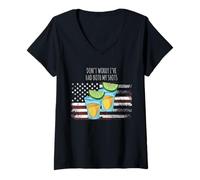 Mujer Don't Worry I've Had Both My Shots Bandera de Estados Unidos 4 de Julio Camiseta Cuello V