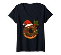 Mujer Donut Donut Merry Xmas Santa Hat Christmas Boys Girls Kid Camiseta Cuello V