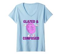 Mujer Donut Glazed and Confused Shirt - Funny Donut Camiseta Cuello V