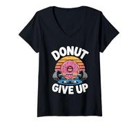 Mujer Donut Renuncia a Funny Fitness Gym Pun de entrenamiento de Camiseta Cuello V