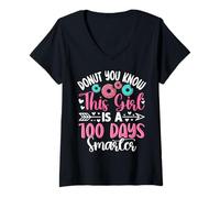 Mujer Donut Sabes Que Esta Chica es 100 días más Inteligente Camiseta Cuello V