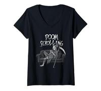 Mujer Doom Scrolling - Hora de Matar a Grim Reaper Camiseta Cuello V