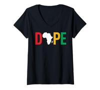 Mujer Dope Africa Map Juneteenth Pan African Pride Camiseta Cuello V