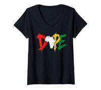 Mujer Dope Africa Map Pan African Colors Juneteenth Camiseta Cuello V