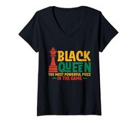 Mujer Dope Black Queen La Pieza más poderosa afroamericana Camiseta Cuello V