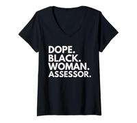 Mujer Dope Black Woman Assessor Empoderado Profesional Camiseta Cuello V