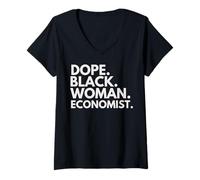 Mujer Dope Black Woman Economista Economistas afroamericanos Camiseta Cuello V