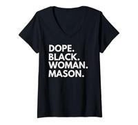 Mujer Dope Black Woman Mason Afroamericano Femenino Masones Camiseta Cuello V