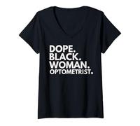 Mujer Dope Black Woman Optometrista Optometría Afroamericana Camiseta Cuello V