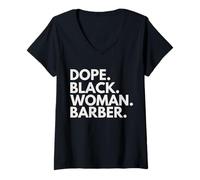 Mujer Dope Black Woman Peluquería Afroamericana Barbería Camiseta Cuello V