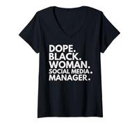Mujer Dope Black Woman Social Media Manager Orgullo afroamericano Camiseta Cuello V