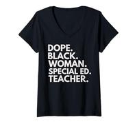 Mujer Dope Black Woman Special ED Teacher Orgullo afroamericano Camiseta Cuello V