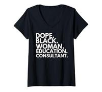 Mujer Dope Consultora de Educación Mujer Negra Empoderada Profesional Camiseta Cuello V