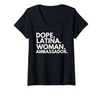 Mujer Dope Latina Mujer Embajadora Herencia Latina Orgullo Hispano Camiseta Cuello V