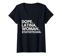 Mujer Dope Latina Mujer Estadística Herencia Latina Orgullo Hispano Camiseta Cuello V