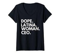 Mujer Dope Latina Woman CEO Latin Heritage Hispanic Pride Camiseta Cuello V