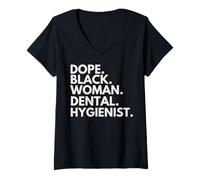 Mujer Dope Mujer Negra Higienista Dental Orgullo Afroamericano Camiseta Cuello V