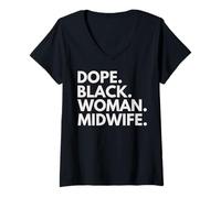 Mujer Dope Mujer Negra Partera Parteras Afroamericanas Camiseta Cuello V