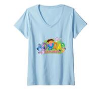 Mujer Dora The Explorer Classic Logo with Boots and Swiper Camiseta Cuello V