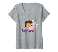 Mujer Dora The Explorer Live, Learn, Explore Camiseta Cuello V