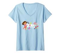 Mujer Dora The Explorer with Boots and Butterflies Camiseta Cuello V