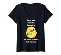 Mujer Dormi poco dormi mal tengo estres hoy elegire el camino de Camiseta Cuello V