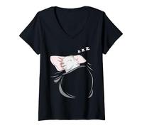 Mujer Dormida Cansada Dormilona Granjero Amante Cabra Camiseta Cuello V