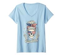 Mujer Dos Bollos desordenados con Forma de Esqueleto para el 250 Aniversario del 250 Aniversario de Two Fiddy Camiseta Cuello V