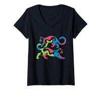 Mujer Dos gatos caminando en direcciones opuestas - Diseño de amante de los gatos Camiseta Cuello V