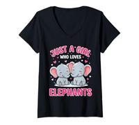 Mujer Dos Lindos Elefantes bebés Solo una Chica Que ama a los Elefantes Camiseta Cuello V