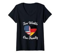 Mujer Dos Mundos Una Familia Herencia Americana Alemana Camiseta Cuello V
