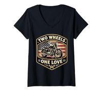 Mujer Dos Ruedas One Love Classic Motrocycle Moto American US Camiseta Cuello V