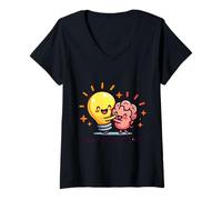 Mujer Dos Tacos De Dibujos Animados Feliz Tomados De La Manos Rodeada De Camiseta Cuello V