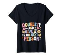 Mujer Double It and Give It To The Next Person Internet Trend - Camiseta Cuello V