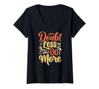 Mujer Doubt Less do More Inspirational Motivation Typography Camiseta Cuello V