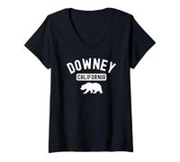 Mujer Downey California 562 Los Ángeles Retro Cali Bear Latino Camiseta Cuello V