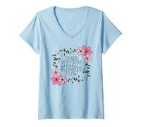 Mujer Doxología alabar a Dios de quien Todas Las bendiciones fluyen Flores Camiseta Cuello V