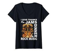 Mujer DOY Gracias A JAMS, Cena & Rock Music Guitarrista músico Camiseta Cuello V