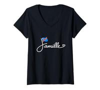 Mujer DR Congo Famille - Bandera Congoleña Patrimonio Familiar Palabra Arte Camiseta Cuello V